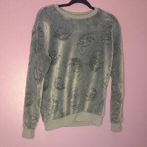 Blue Plush Sweatshirt with Character Print